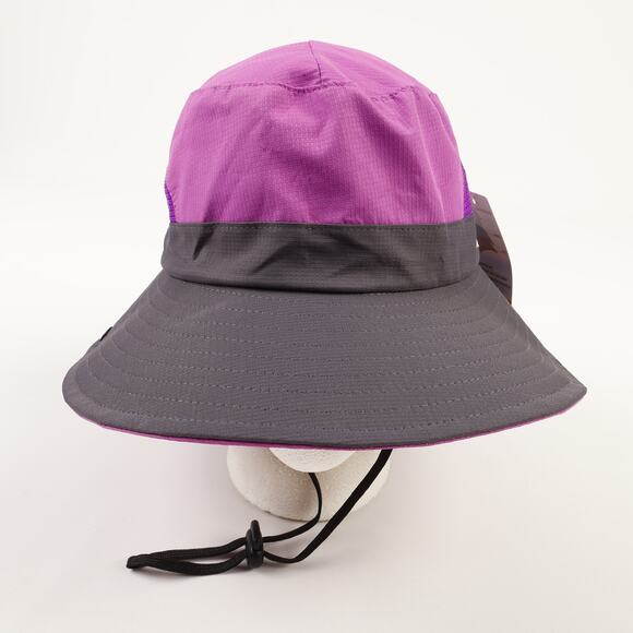 NEW SunShade Womens Vented Ponytail Drawstring Boonie Sun Hat Purple Gray - Picture 2 of 10